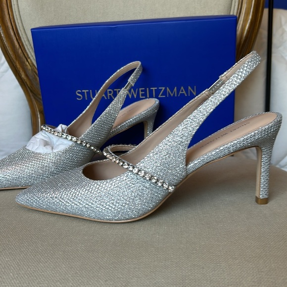 NWT Stuart Weitzman silver heels - Picture 5 of 8